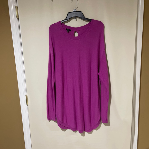 NWOT Cashmere Blend Women's Talbots XL Magenta Long Sleeve Crew Neck Sweater - Picture 1 of 11